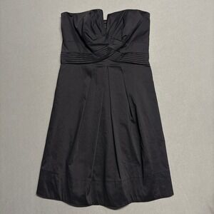 White House Black Market Women's‎ Black Strapless Pleated Dress Size 8